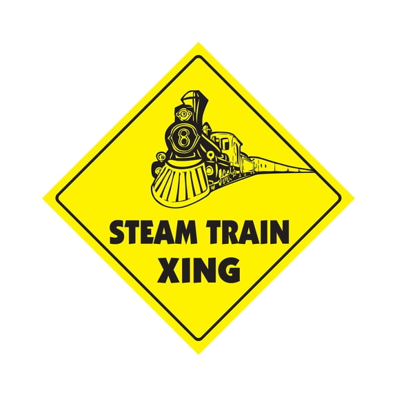 Steam Train Crossing Sign Zone Xing | Indoor/Outdoor | 12" Tall lover model RR railroad