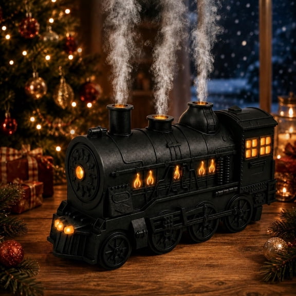 Steam Train Diffuser, 300ml Essential Oil Diffuser With 2 Bottles Of Essential Oils, Vintage Train Style, Realistic Mist, Dual Led Lights, Remote Control, Quiet Operation For Home Relaxation