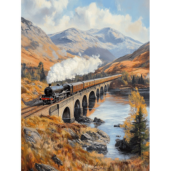 Steam Train Landscape Canvas Print/Wall Art Perfect for Living Room Bedroom Office Dining Room and Hallway Decoration.