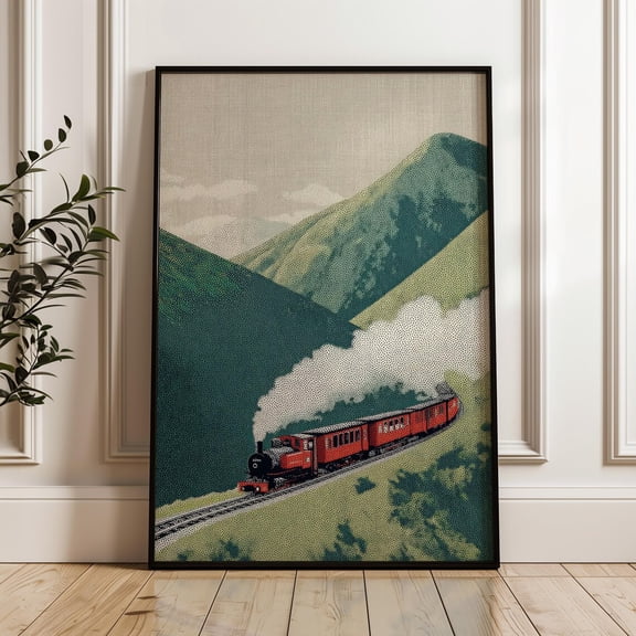 Steam Train Pointillism Poster