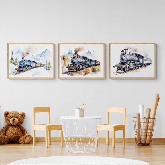 Steam Train Prints Set 3 Unframed Paper Print 8x12