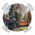 thumbnail image 1 of Steam Train Round Tablecloth for 45-54 Inch Tables,Fitted Table Cover with Elastic Edge,Railroad Country Barn Rustic Trees Farmhouse Waterproof Outdoor Table Cloth Protector for Patio Garden Dinner, 1 of 9