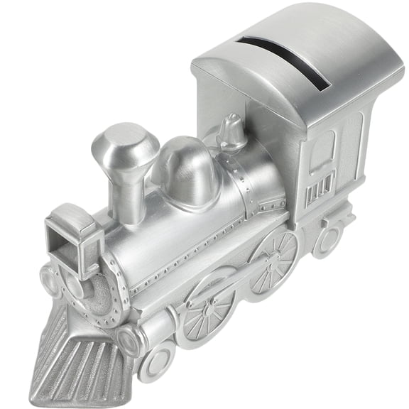 Steam Train Shaped Coin Bank Money Box Piggy Bank Metallic Craft Saving Pot Desktop Decor Birthday Gift