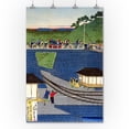 thumbnail image 1 of Steam Train at Takanawa Seashore Japanese Wood-Cut Print (36x54 Giclee Gallery Print, Wall Decor Travel Poster), 1 of 1