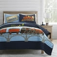 thumbnail image 1 of Steam Trains Quilt Navy/Multi 3Pc Set Full/Queen, 1 of 12