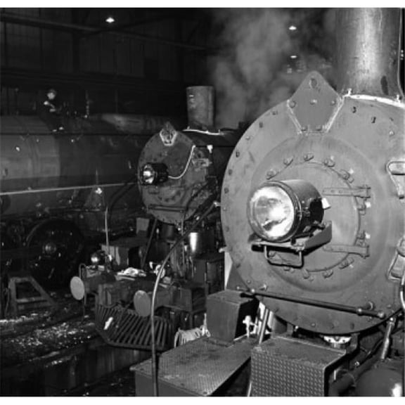 Steam Trains in Station Poster Print - 18 x 24 in.