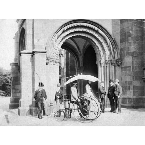 Steam Tricycle, 1888. Ninventor Lucius D. Copeland Demonstrating His Steam Tricycle, Known As The 'Phaeton Moto-Cycle,'