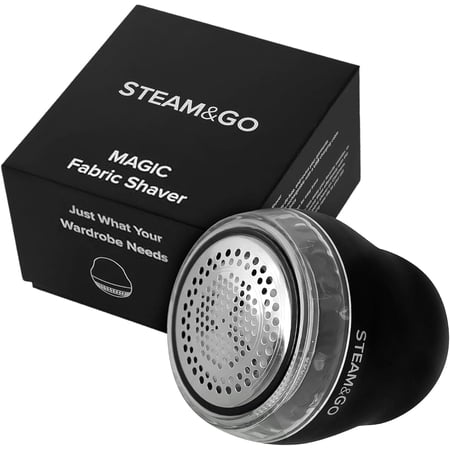 STEAM AND GO Rechargeable Fabric Shaver and Lint Remover for Clothes, Curtains and Carpets, Black