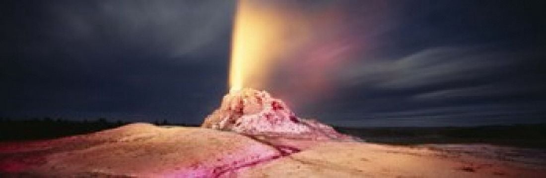 Steam erupting from a geyser White Dome Geyser Lower Geyser Basin Yellowstone National Park Wyoming USA Canvas Art - Panoramic Images (18 x 6)