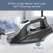 Steam iron, 1800W iron for Clothes with Rapid Heating Ceramic Coated Soleplate, Self-Cleaning, Auto-Off