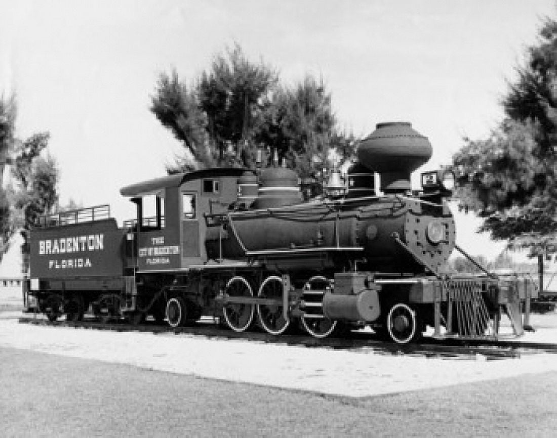 Steam train on a railroad track Waterfront Park Bradenton Florida USA Canvas Art - (18 x 24)