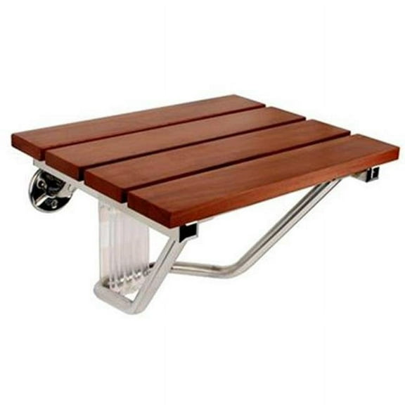 STEAMSPA Rust-Resistant Teak Foldable Wall-Mounted Shower Seat, 12-In