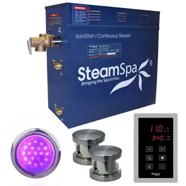 SteamSpa  Indulgence 12 KW QuickStart Steam Bath Generator Package in Brushed Nickel