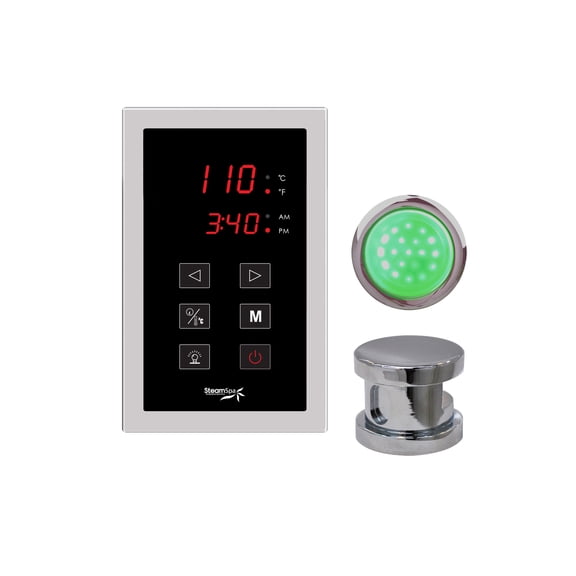 Indulgence Series Upgrade Control Kit with Digital Touch Panel System and Matching Steam Head in Polished Chrome
