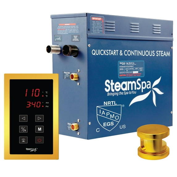SteamSpa Oasis 6 KW QuickStart ACU-Steam Bath Generator Package in Gold