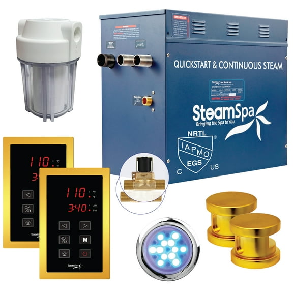 SteamSpa Royal 10.5 KW QuickStart ACU-Steam Bath Generator Package Gold
