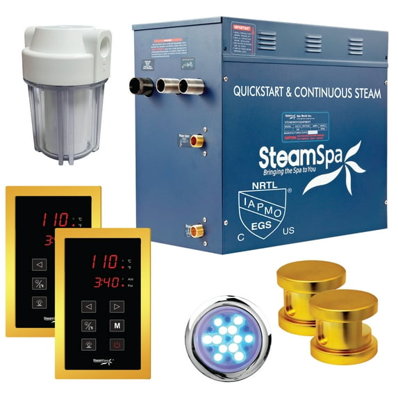 SteamSpa Royal 10.5 KW QuickStart ACU-Steam Bath Generator Package in Gold