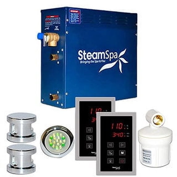 SteamSpa Royal 12kw Touch Pad Steam Generator Package in Chrome