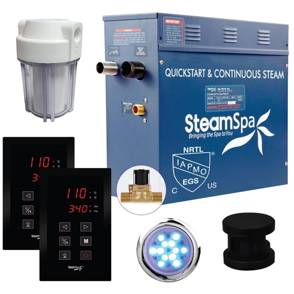 SteamSpa Royal 6 KW QuickStart ACU-Steam Bath Generator Package in Black