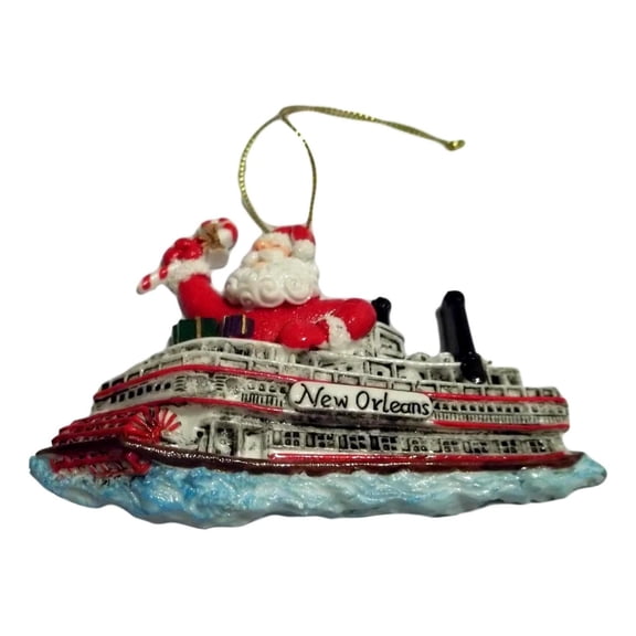 Steamboat Santa New Orleans Christmas Ornament Mardi Gras Party Favors