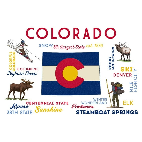 Steamboat Springs, Colorado, Typography and Icons (9x12 Wall Art Print, Home Decor)