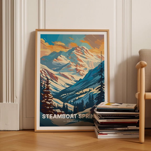 Steamboat Springs Ski Resort Poster Colorado Travel Wall Art Unique Wedding & Birthday Gift Idea Wall Art