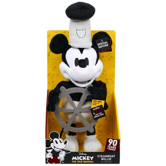 Steamboat Willie Mickey Mouse 17" Plush with Sound & Dance, Stuffed Animal