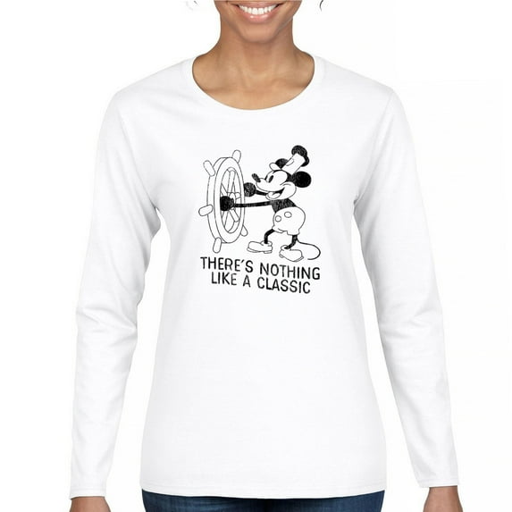 Steamboat Willie There is Nothing Like a Classic Women's Long Sleeve T-shirt Vintage Cartoon Mouse Retro Steam Boat Timeless