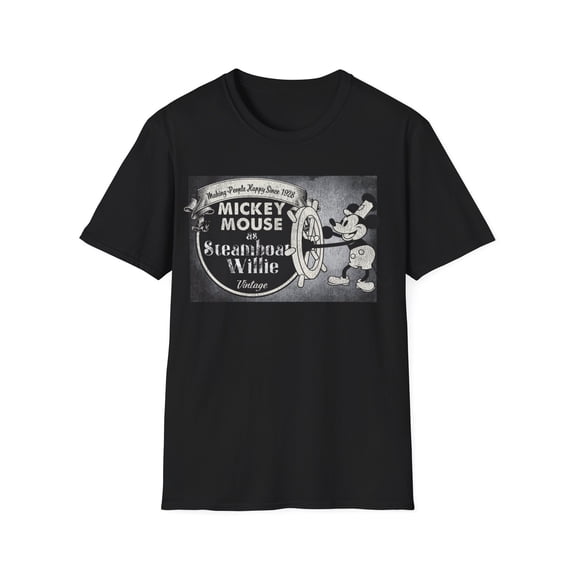 Steamboat Willie Vintage Worn Unisex Softstyle T-Shirt
