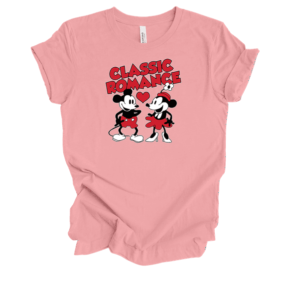 Steamboat Willy Classic Romance Short Sleeve Ladies Graphic T-Shirt-Pink-xxl