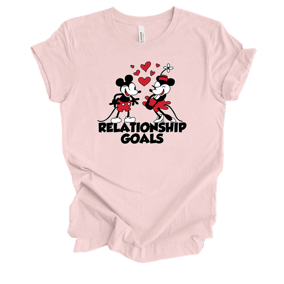 Steamboat Willy Relationship Goals Short Sleeve Ladies Graphic T-Shirt-Softpink-small