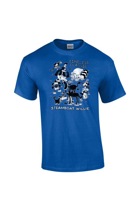 Steamboat Willy Timeless Classic Get Together Short Sleeve Men's Graphic T-Shirt-Royal-large