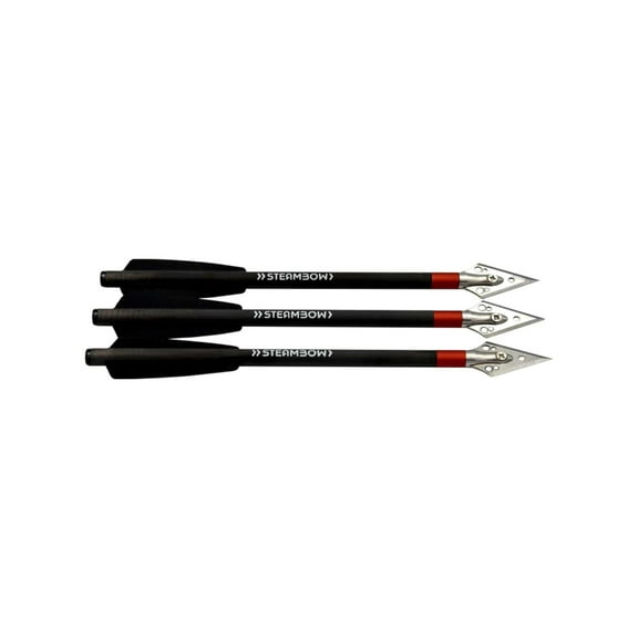 Steambow AR-Series Carbon Broadhead Crossbow Bolts, Set of 3, Black