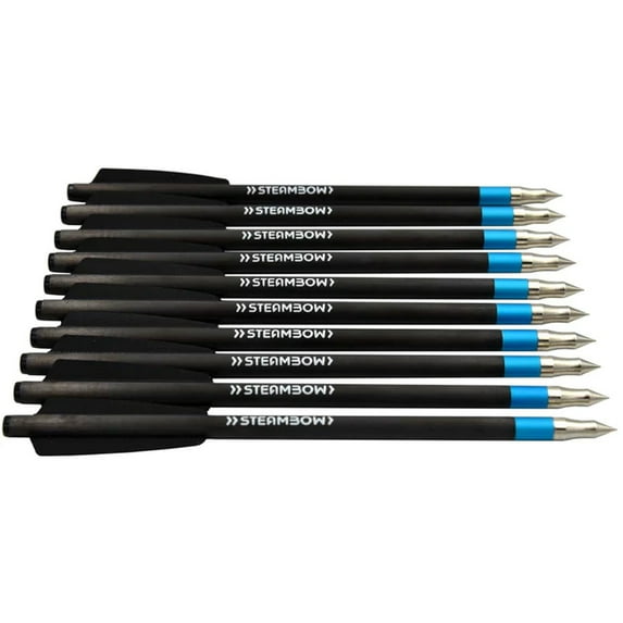 Steambow AR-Series Carbon Target Crossbow Bolts, Set of 10, Black