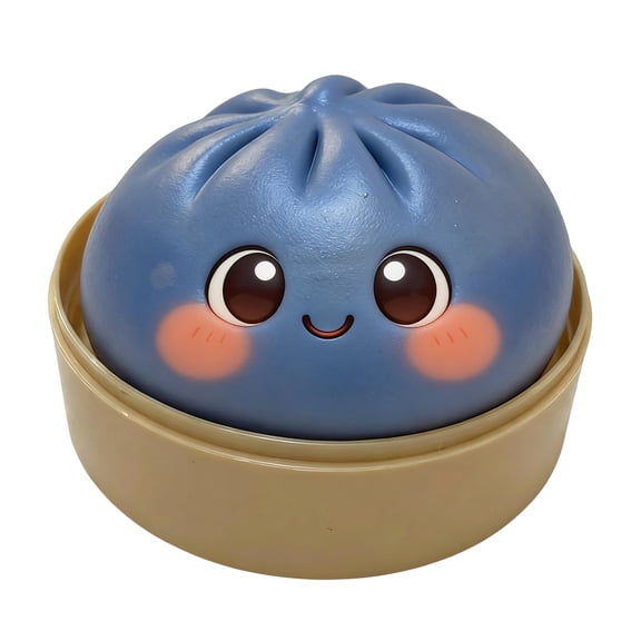 Steamed Bun Squishy Balls Slow Rebound Stress Relief Toy with Steamer Basket for Office Emotional Regulation 1Pc, Blue