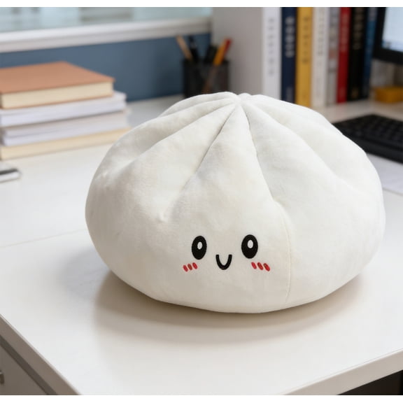 Steamed Dumpling Plush Fluffy Kawaii Food Figural Throw Pillow Cuddly Mini Dumpling Companion for Sofa and Casual Holiday Gift Giving
