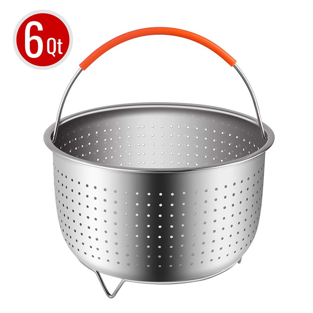Steamer Basket for 6 or 8 Quart Instant Pot Pressure Cooker, Sturdy Stainless Steel Steamer Insert with Silicone Covered Handle, Great for Steaming Vegetables Fruits Eggs - image 1 of 7
