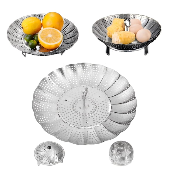 Steamer Basket for Cooking  304 Stainless Steel Entirely Thickened, Collapsible Steamer Insert for Pots, Fits Instant Pot & Skillets (5.5 to 9.5), Vegetable Steamer & Steaming Basket