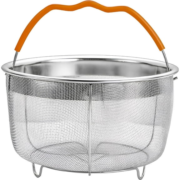 Steamer Basket for Instant Pot Accessories 6 & 8 Qt - Stainless Steel Mesh Strainer and Colander for Kitchen - Vegetable Steamer Insert with Handle for Cooking Broccoli, Eggs, Pasta - Silver