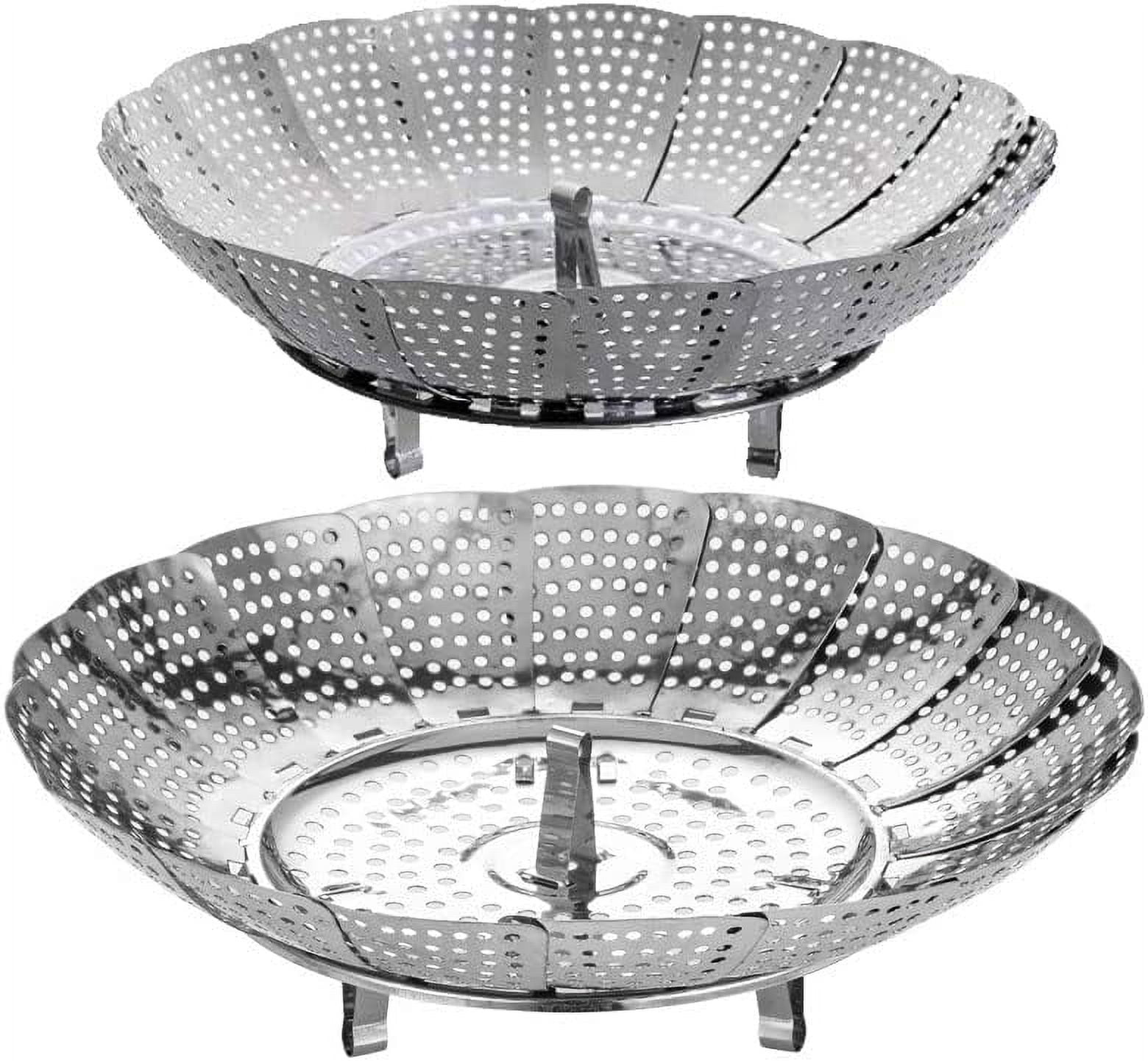 Steamer Basket Stainless Steel 2pcs Food Vegetable Folding Expandable