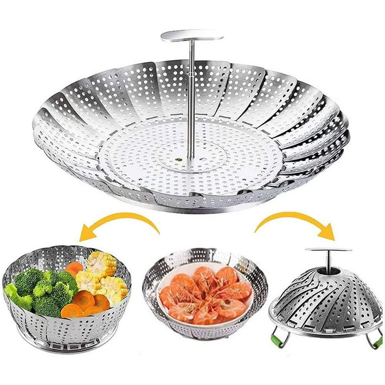 Steamer Basket Stainless Steel, Vegetable Steamer Basket for Pot,Folding Steamer  Insert for Veggie Fish Seafood Cooking, Expandable to Fit Various Size Pots,  5.9 to 9 