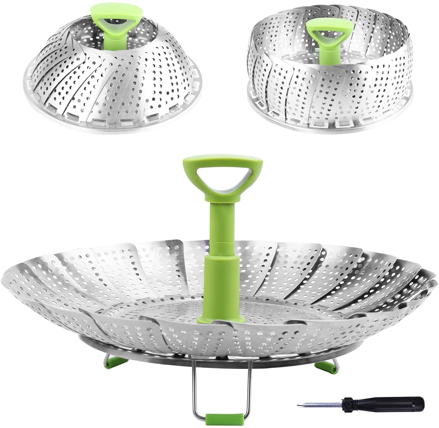 Prime Cook 3'' Depth S/S Steamer Insert/Basket with 24cm/28cm Diameter - 11.02'' x 3