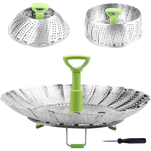 Steamer Basket Stainless Steel Vegetable Steamer Basket Folding Steamer Insert for Veggie Fish Seafood Cooking, Expandable to Fit Various Size Pot (5.1" to 9")