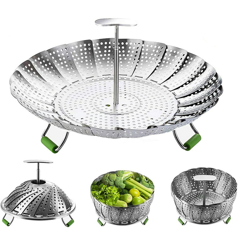Microwave Vegetable Steamer Set 2 Pieces, Silicone Steamer with Draining  Tray for Cooking Fresh Frozen Food Veggie Fish, Large 6 Cup Small 3 Cup