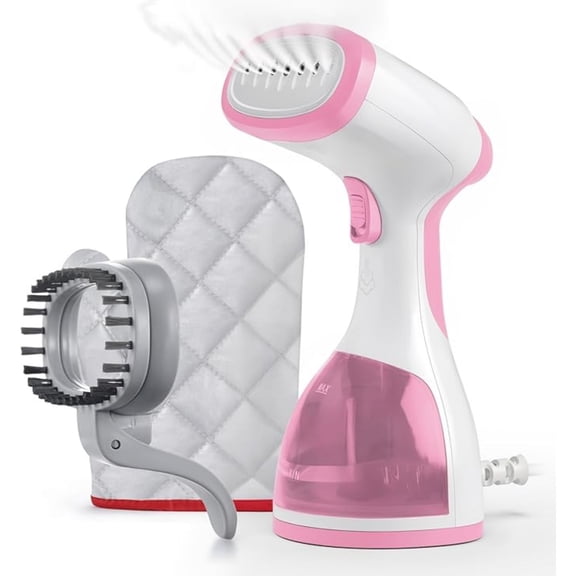 Steamer for Clothes, 1500W Fast Heat Up Handheld Garment Steamer, Portable Travel Clothing Fabric Steamer with Upgraded Nozzle and 260ml Water Tank (Light Pink)