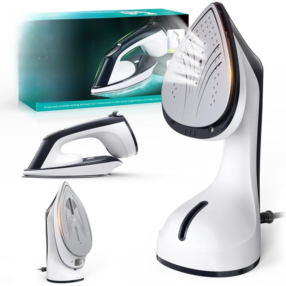 Steamer for Clothes, 1600W 2-in-1 Steamer & Iron with Large Ceramic Plate, Powerful Turbo Steam, Smart Temperature Control, Auto-Off, Wrinkle Remover for All Fabrics