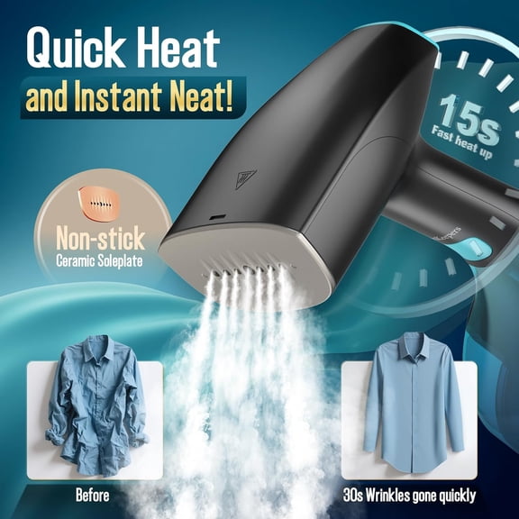 Steamer for Clothes, 1900W Strong Penetrating Steam Portable Handheld Garment Steamer with 3 Steam Settings, Fabric Brush, 300ml Big Capacity, Travel Steamers Iron Safe Removes Wrinkle