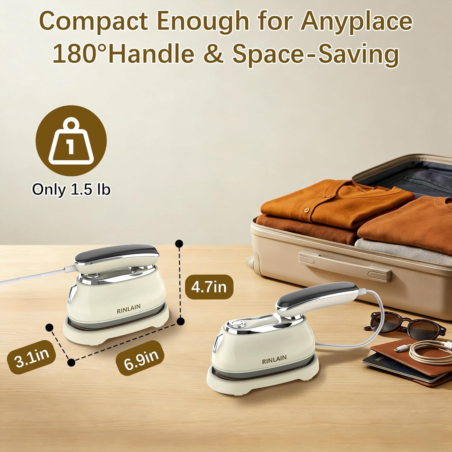 Steamer for Clothes, 2-in-1 Garment Steamer & Steam Iron for Clothes, 1200W Travel Steamer for Clothes, Max 25g/min Steam, Handheld Steamer & Portable Iron for Quick Wrinkle Removal, 110-120V