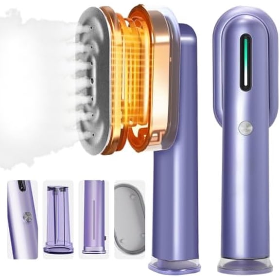 Steamer for Clothes, 2-in-1 Portable Handheld Garment Steamer & Iron with Self-Cleaning, 1200W Powerful & 30s Fast Heat-Up, Large Ceramic Panel, for Travel, Home and Office Use Mini, Purple