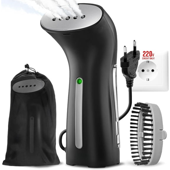Steamer for Clothes for  220V, Handheld Portable Travel Garment Steamer, Metal Steam , 25s Heat Up, Pump System, Mini Size, Hand Held Steamer for Any Fabrics, Black